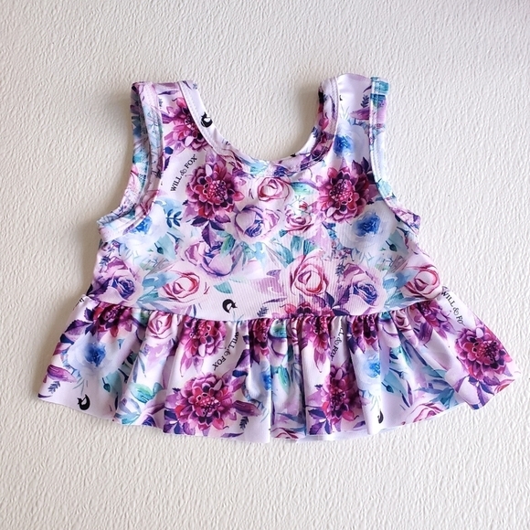 Will & Fox 2 Piece Swim Tankini & Diaper Floral Baby Girls 0-36 Months - Picture 3 of 9
